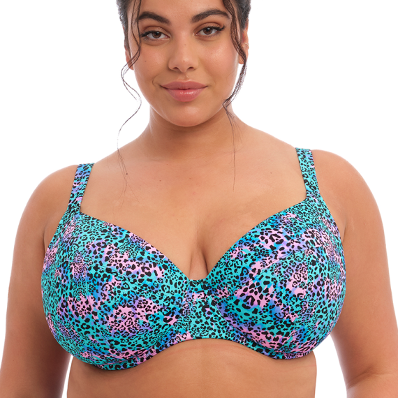 Elomi Swim Electric Savannah Plunge Bikini Oberteil Leopard Annadiva