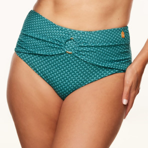 Annadiva Swim Chinese Fan High Waist Bikini Hose Aqua