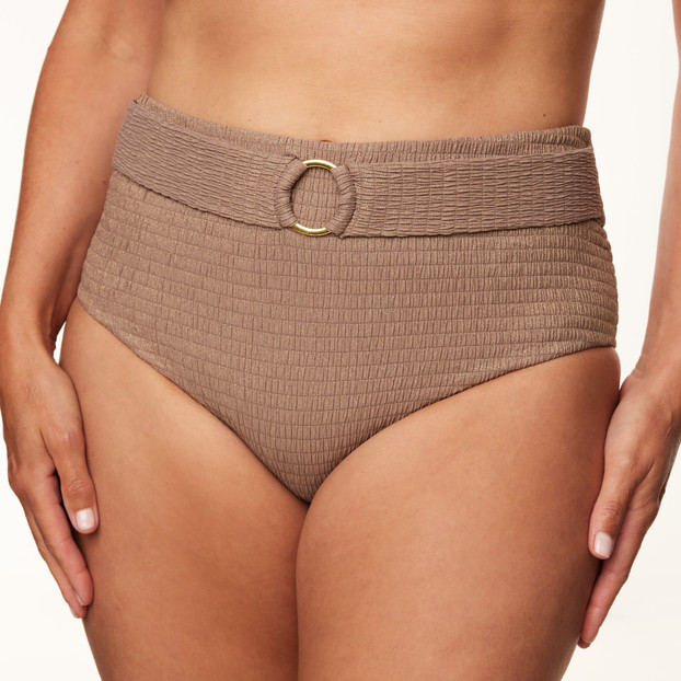 Annadiva Swim Sparkling Smocky High Waist Bikini Hose Taupe