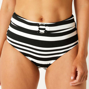 Annadiva Swim Aruba Stripe High Waist Bikini Hose Black White