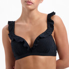 Beachlife Black Embroidery Plunge Bikini Oberteil