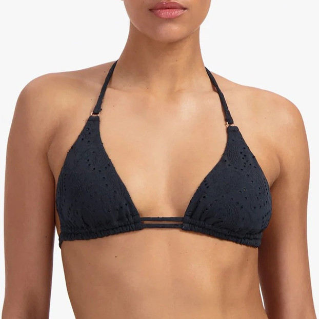 Beachlife Black Embroidery Triangle Bikini Oberteil