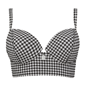 Annadiva Swim Checky Longline Bikini Oberteil Black & White