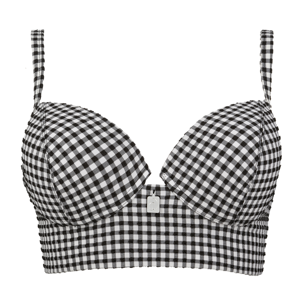 Annadiva Swim Checky Longline Bikini Oberteil Black & White