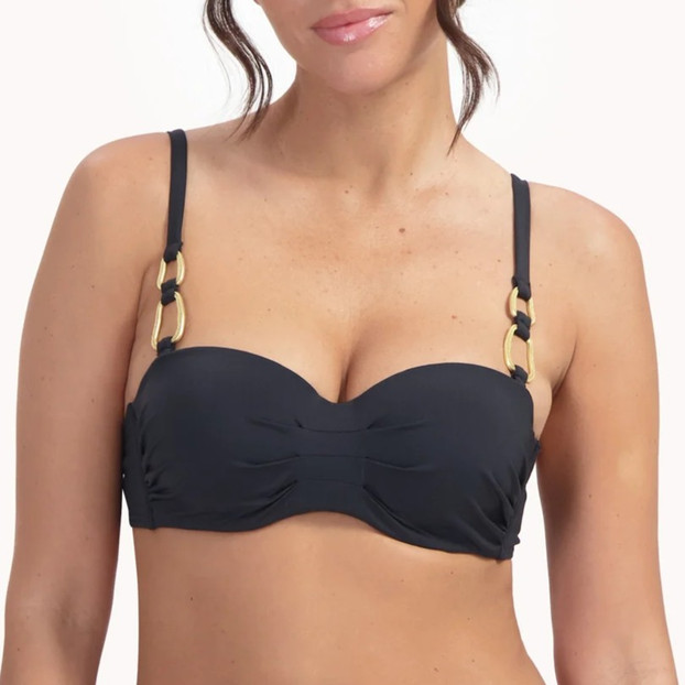 Beachlife Femme Noir Bandeau Bikini Oberteil