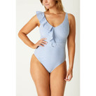 Annadiva Swim French Souvenir Ruched Ruffle Badeanzug Blue
