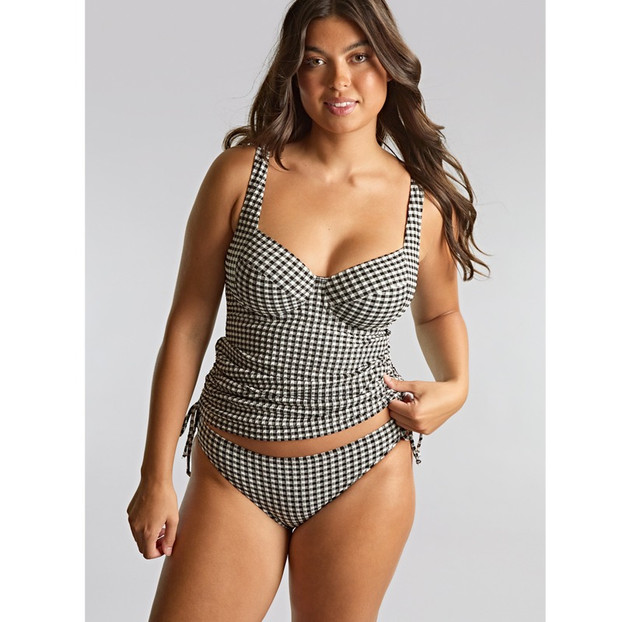 Panache Swim Gingham Tankini Oberteil Black Gingham