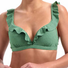 Beachlife Green Shimmer Plunge Bikini Oberteil