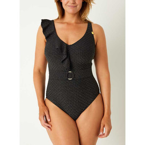 Annadiva Swim Indian Ocean Ruched Ruffle Badeanzug Black
