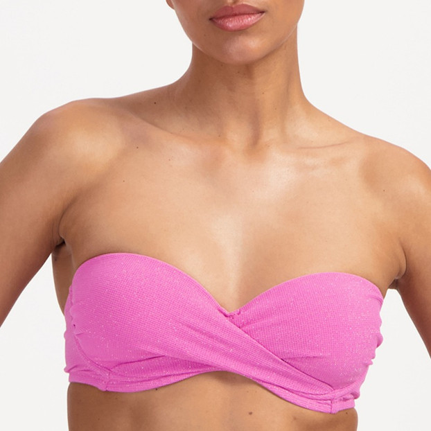 Beachlife Pink Shimmer Bandeau Bikini Oberteil Pink Shimmer