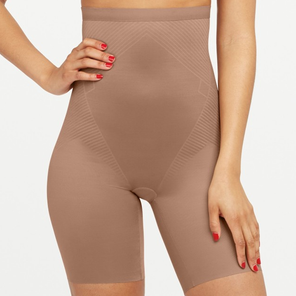 Spanx Thinstincts 2.0 High Waisted Mid Thigh Shorts Café Au Lait