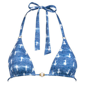 Watercult Urban Indigo Triangle Bikini Oberteil Denim White