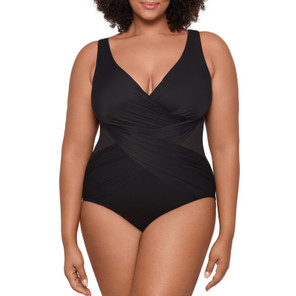 Miraclesuit Women Solids Illusionists Crossover Badeanzug Black