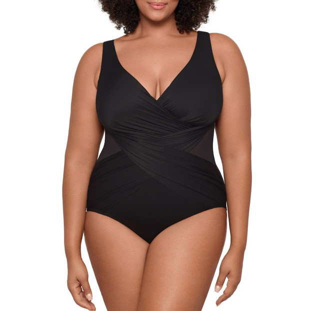 Miraclesuit Women Solids Illusionists Crossover Badeanzug Black