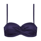 Satin Navy Bandeau Bikini Oberteil