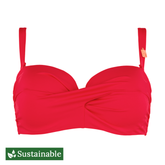 Cherry Pink Bandeau Bikini Oberteil