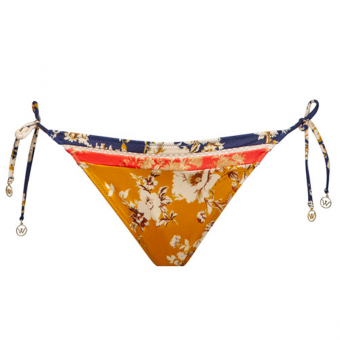 Patchwork Florals Bikini Hose mit seitlichen Bändern