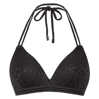 Textured Leo Wattiertes Triangle Bikini Oberteil