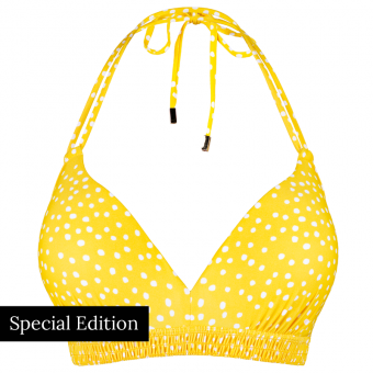 Yellow Dot Padded Triangle Bikini Oberteil