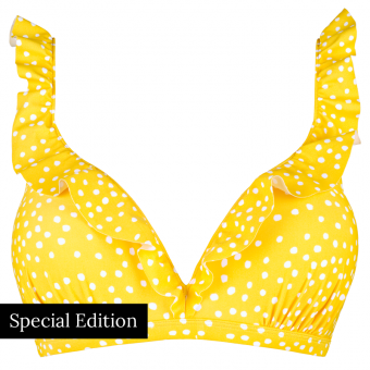 Yellow Dot Plunge Bikini Oberteil