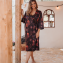 Annadiva Nachtwäsche Midnight Rose Kimono Peony Red