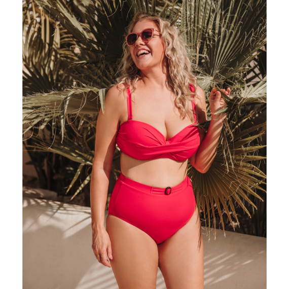 Annadiva Swim Cherry Pink High Waist Bikini Hose Cerise Annadiva