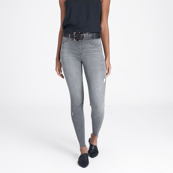 Spanx distressed denim leggings top
