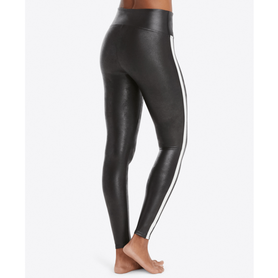Spanx Faux Leather Side Stripe Legging Very Black Annadiva