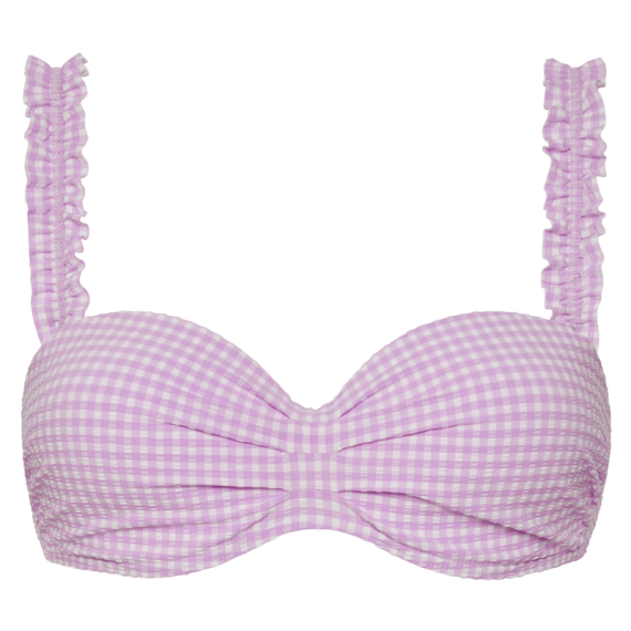 Lilac Check Bandeau Bikini Oberteil