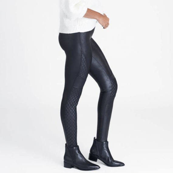 Spanx Faux Leather Quilted Legging Very Black - Annadiva