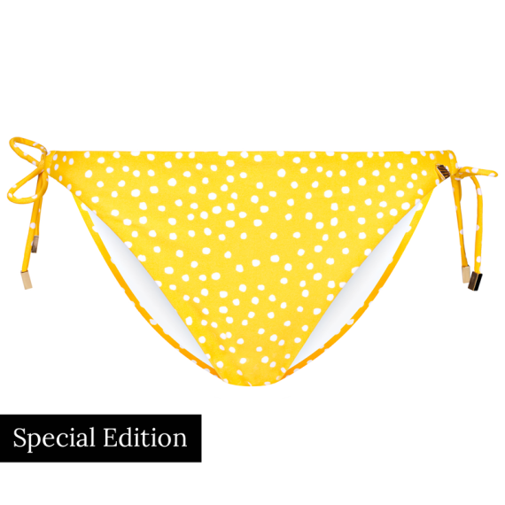 Yellow Dot Bikini Hose mit Seitlichen Bändern